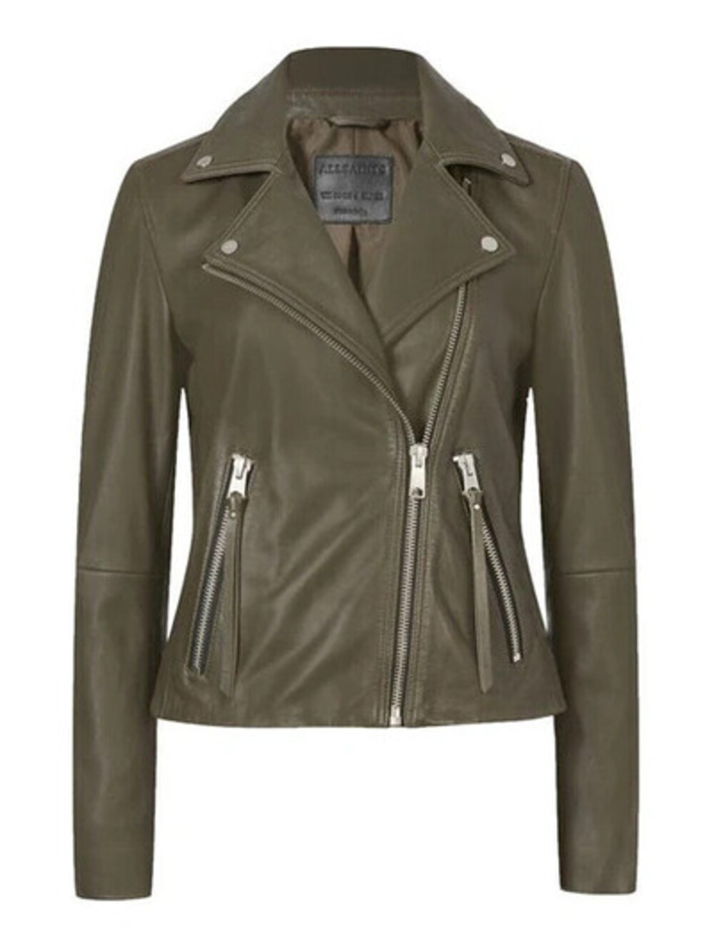 NEW, AllSaints Dalby Lambskin Leather Biker Jacket In Emerald Green SZ 2 #SJ2690